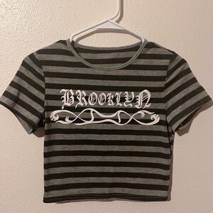 Brooklyn Striped Crop Top- Black and Gray